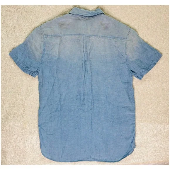 Lucky Brand Men’s Casual Linen Denim Short Sleeve Button Down Shirt Medium NEW - Picture 2 of 5